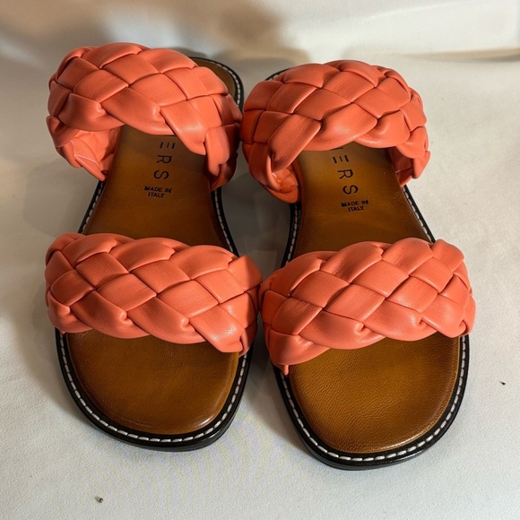 ATELIERS Sz 38 Braided Coral Slides Slip On 2 Strap Sandals Memory Foam - Picture 2 of 11